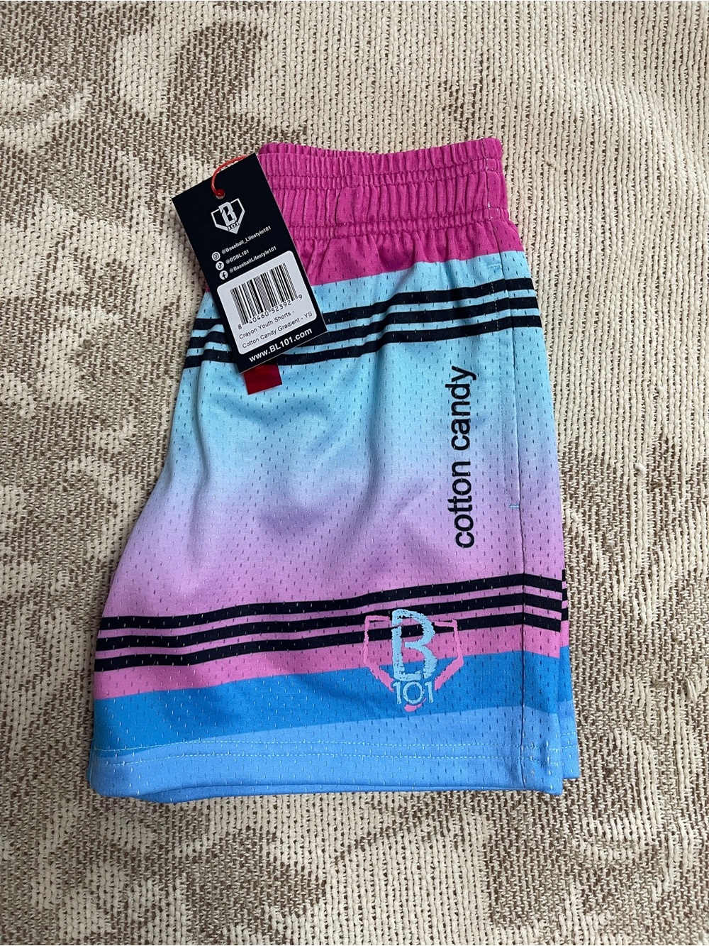 Cotton Candy Gradient Kids Shorts - Pink/Blue Youth Small YS BBL101 NWT - Picture 5 of 6